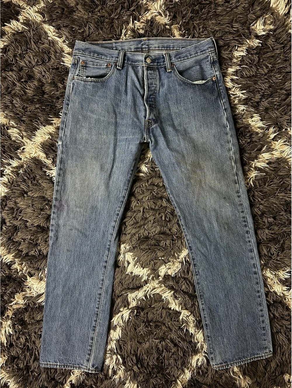 Vintage 90s Levi's 501 Button Fly Straight Leg Denim Jeans Blue Mens 34x32